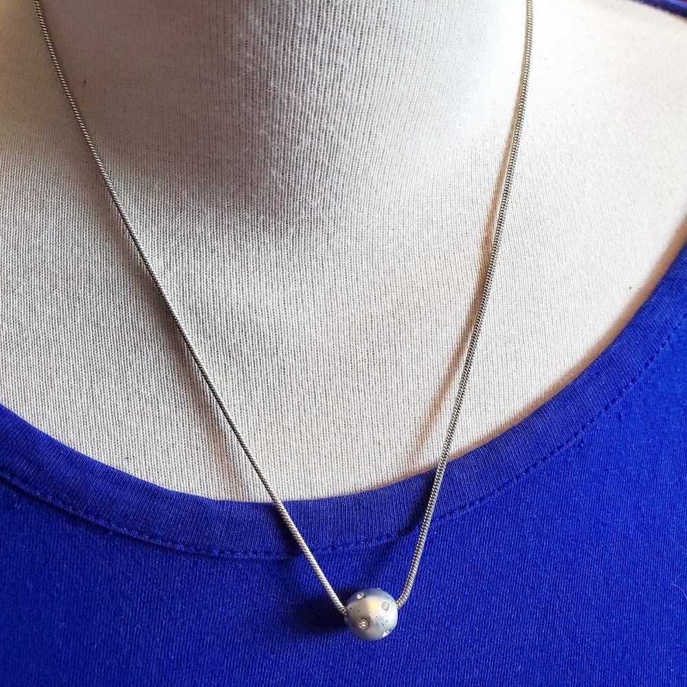 16" Snake Chain Silver Ball Bead Pendant Necklace